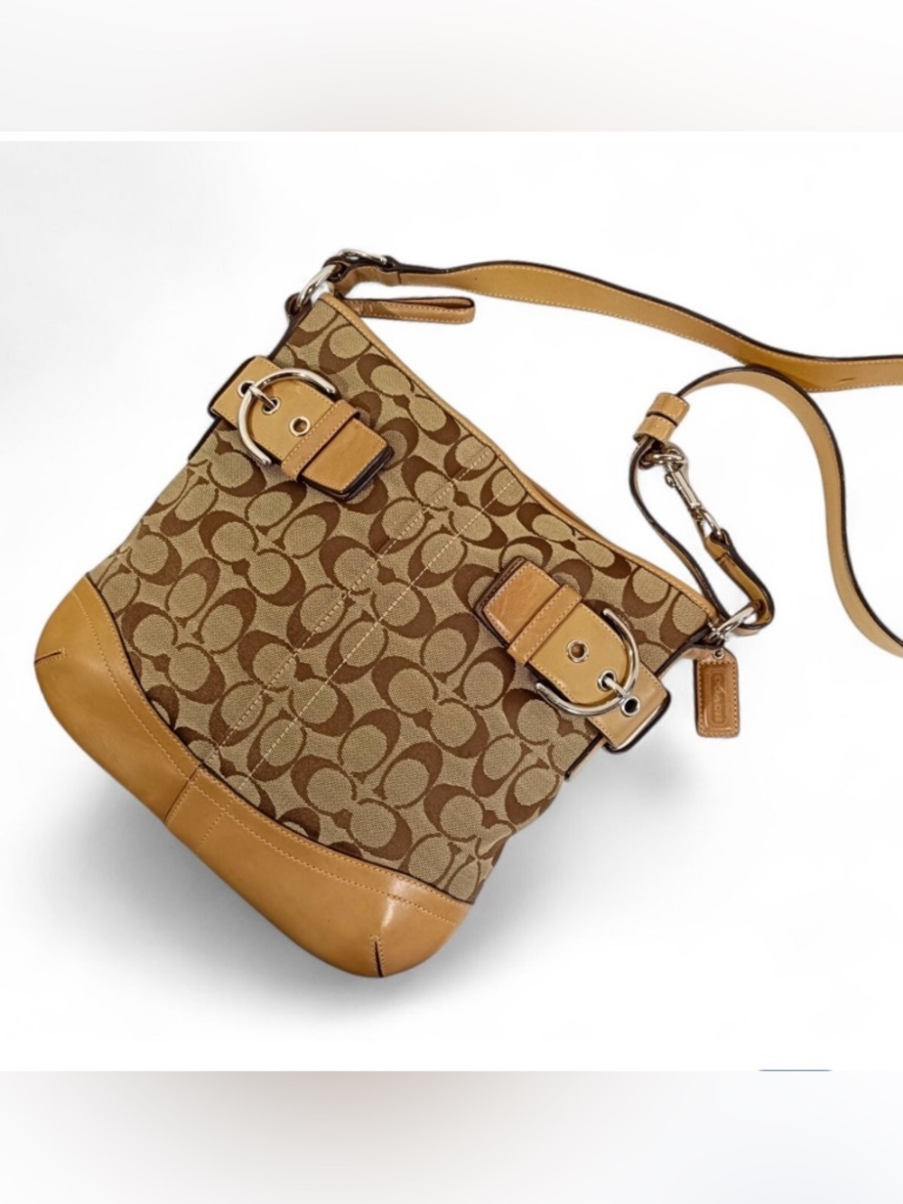 Vintage Coach Brown/Tan Signature Jacquard Shoulder Bag